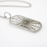 18K White Gold Dog Tag Shaped Spiderweb with Pave Diamonds on 14K Gold Chain Necklaces, Pendants Kirsten's Corner 