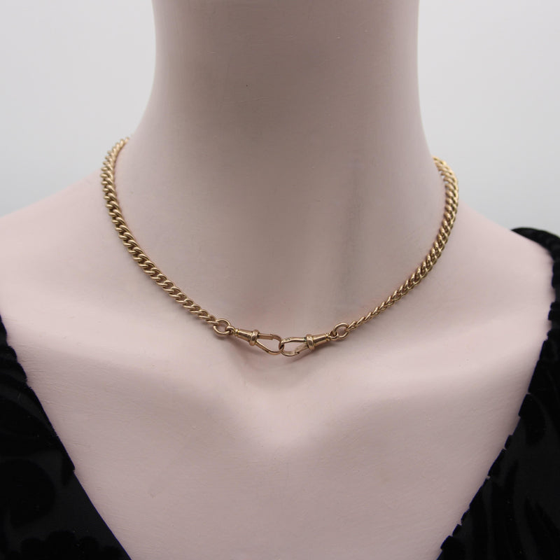 Victorian 9K Rose Gold Graduated Curb Link Watch Chain Necklace Kirsten's Corner 