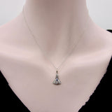 Art Deco 14K White Gold Diamond and Sapphire Pendant on 14K Gold Chain Kirsten's Corner 