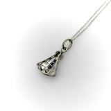 Art Deco 14K White Gold Diamond and Sapphire Pendant on 14K Gold Chain Kirsten's Corner 