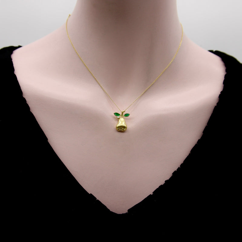 18K Gold Vintage Pear Diamond and Enamel Charm Pendant, Charm Kirsten's Corner 
