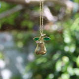 18K Gold Vintage Pear Diamond and Enamel Charm Pendant, Charm Kirsten's Corner 