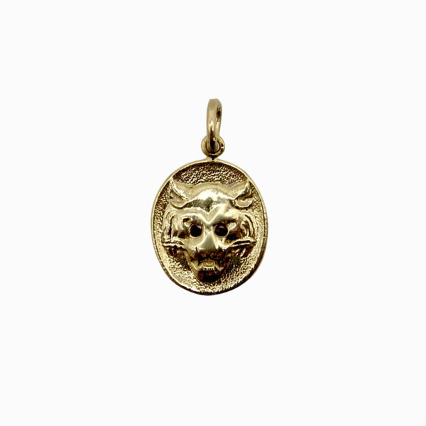 14K Gold Signature Victorian Inspired Lioness Pendant / Charm Pendant, Charm Kirsten's Corner Jewelry 