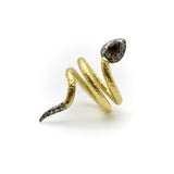 Vintage 22K Gold Diamond Ruby and Silver Snake Ring ring Kirsten's Corner 