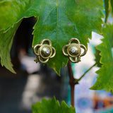 Vintage Elizabeth Locke Quatrefoil 18K Gold and Diamond Earrings Earrings Kirsten's Corner 