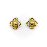 Vintage Elizabeth Locke Quatrefoil 18K Gold and Diamond Earrings Earrings Kirsten's Corner 