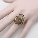 14K Gold Smoky Topaz Intaglio Family Crest Ring Kirsten's Corner 