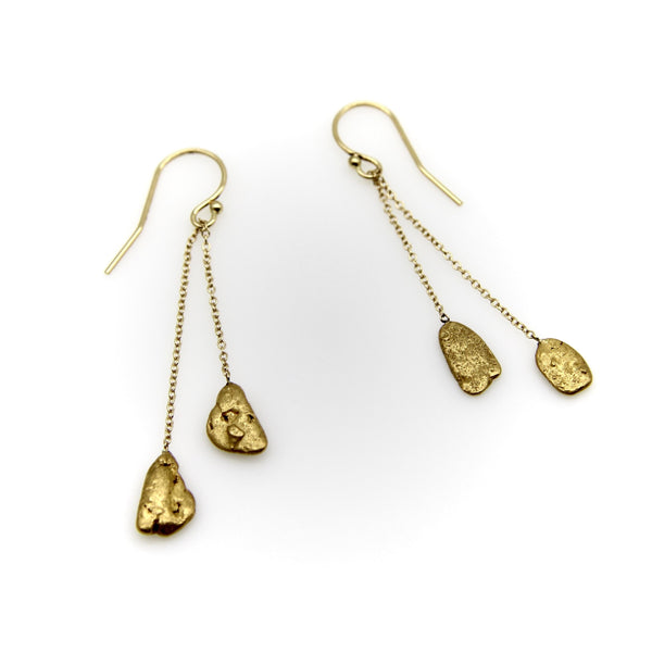 Signature 18K and 22K Gold Nugget Dangle Earrings Kirsten's Corner 