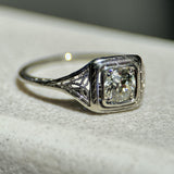 18K White Gold Art Deco Old European Cut Diamond Engagement Ring Kirsten's Corner 