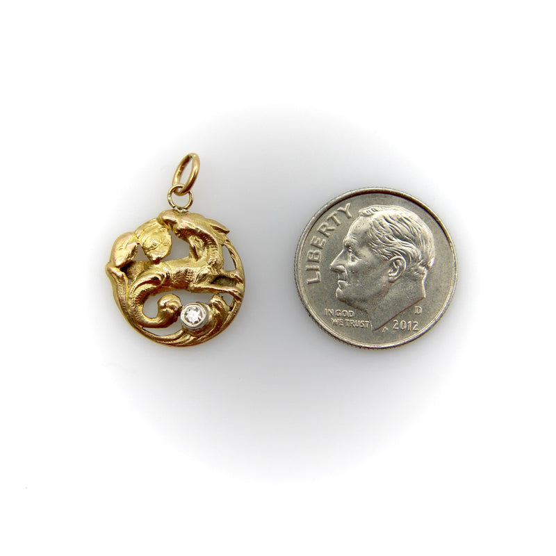 18K Gold Victorian Mythical Creature Pendant jewelry Kirsten's Corner 