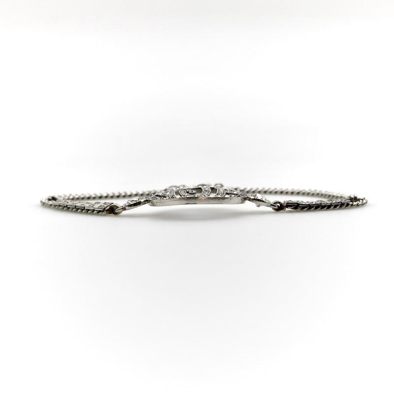 Edwardian Diamond Monogram Bracelet in 10K White Gold Bracelet Kirsten's Corner 