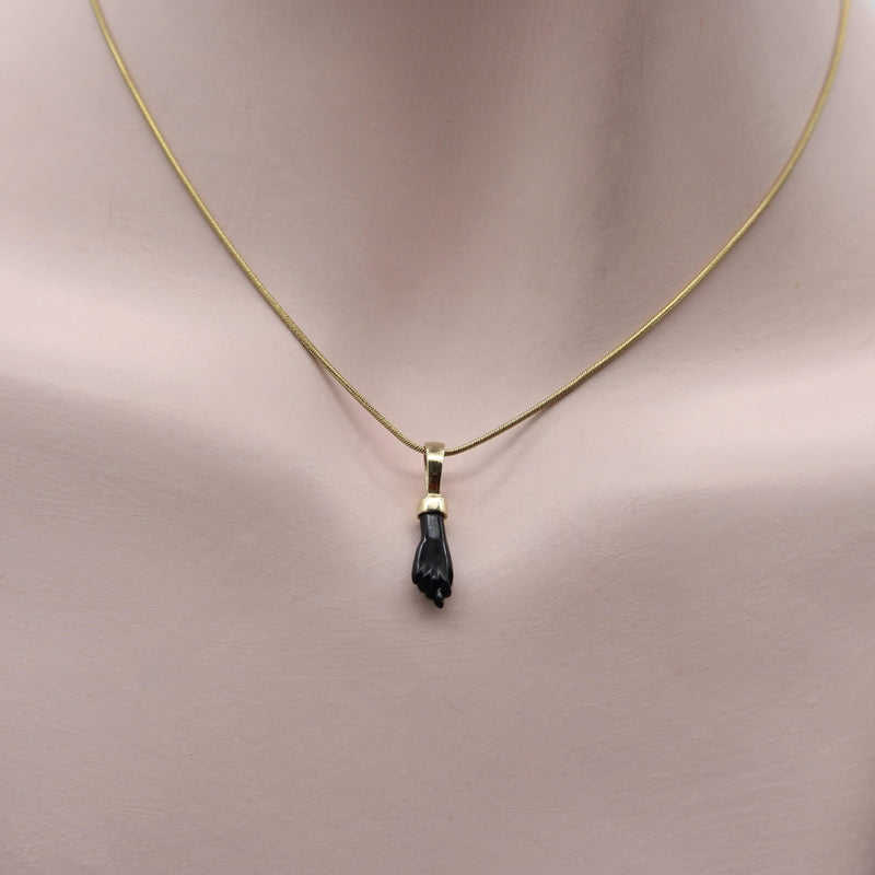 Vintage 14K Gold and Black Glass Figa Pendant Kirsten's Corner 