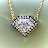 18K Gold Shield Shape Diamond Pendant with Diamond Halo Kirsten's Corner 