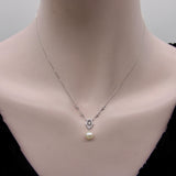 Vintage 14K White Gold Pearl Necklace with Pave Diamonds Necklace Kirsten's Corner 