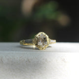 18K Gold Hexagonal Diamond Hand Engraved Ring ring Kirsten's Corner 