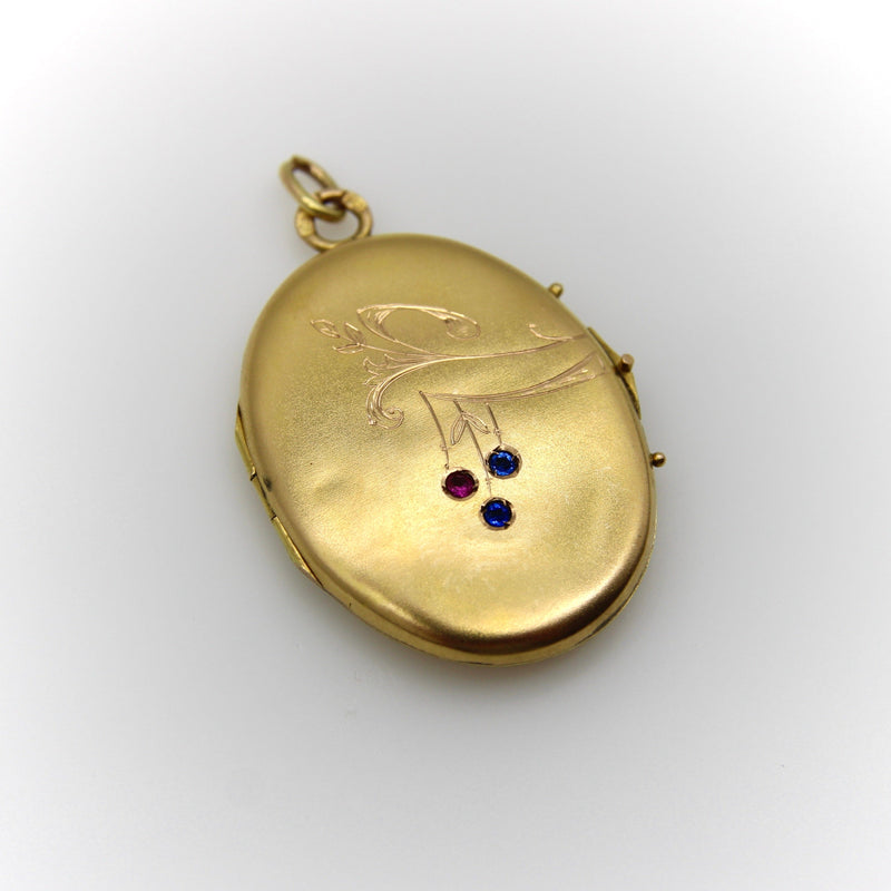 14K Gold Imperial Russian Locket with Rubies & Sapphires locket Kirsten's Corner Jewelry 