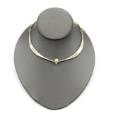 14K Gold Modernist Ed Wiener Sculptural Collar Necklace with Pearl Necklace Kirsten's Corner 