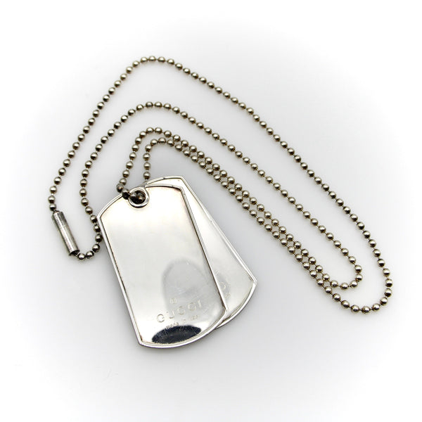 Gucci Sterling Silver Double Dog Tag Necklace Pendant, Charm Kirsten's Corner 