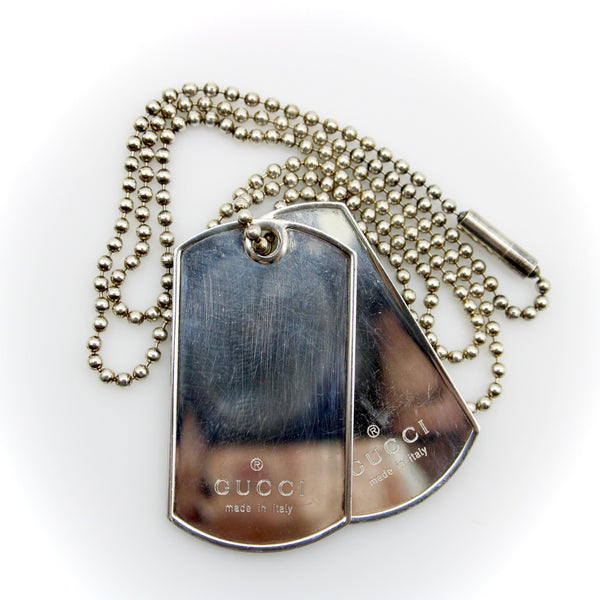 Gucci Sterling Silver Double Dog Tag Necklace Pendant, Charm Kirsten's Corner 