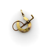 English 15K Gold Lucky Horseshoe Pendant with Pearls and Riding Crop Pendant Kirsten's Corner 