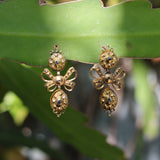 Georgian Iberian 21K Gold Pendeloque Diamond Earrings Earrings Kirsten's Corner 