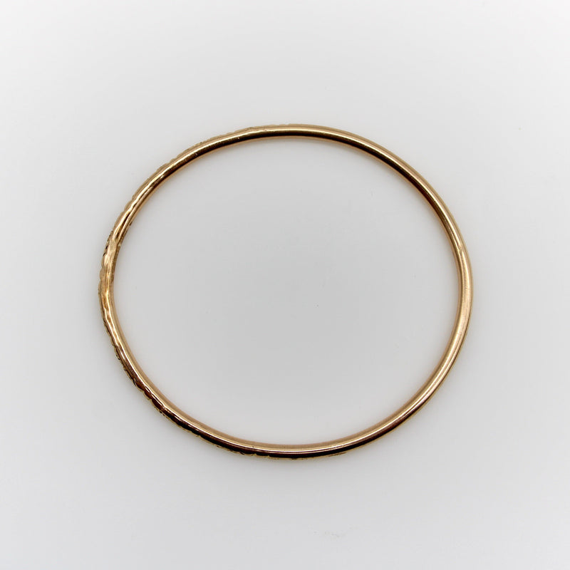 Simple Hand Engraved 14K Gold Victorian Bangle Bracelet Kirsten's Corner 