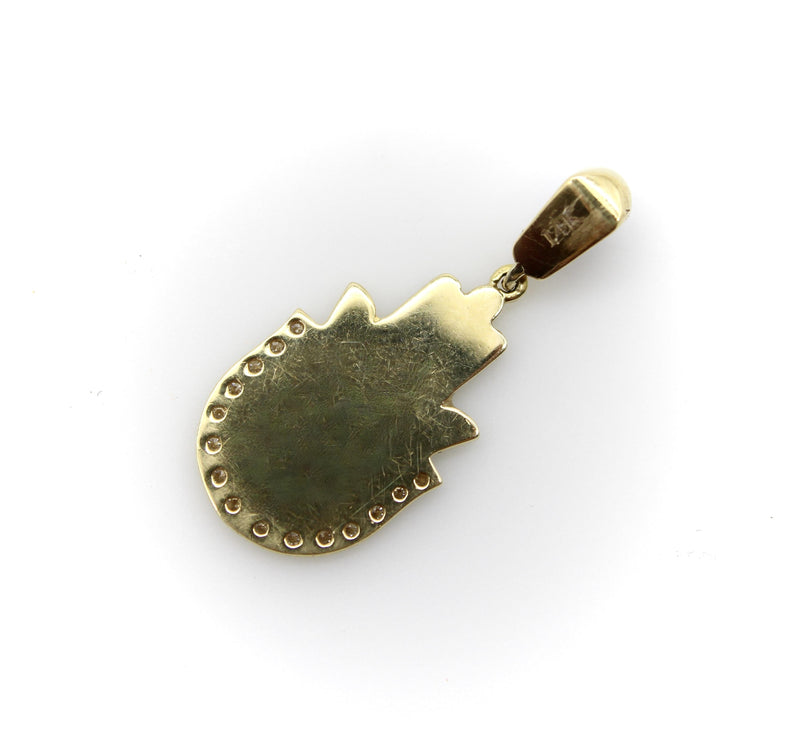 14K Gold and Blue Enamel Hamsa Pendant with Diamonds Pendant, Charm Kirsten's Corner 