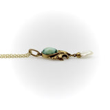 14K Gold Art Nouveau Turquoise Drop Pendant with Mississippi Pearl Necklaces, Pendants Kirsten's Corner 