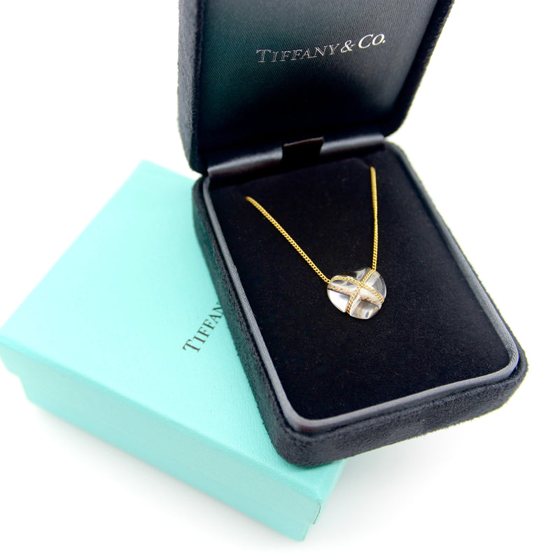 Tiffany & Co. 18K Gold Wrapped Rock Crystal Heart Necklace Necklace Kirsten's Corner 