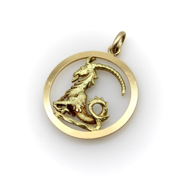 Vintage 14K Gold Three Dimensional Capricorn Charm Kirsten's Corner 