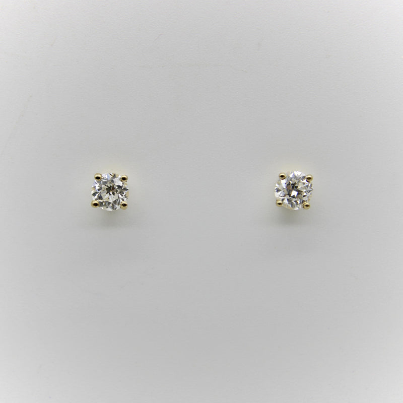 18k Gold 0.90 Carat Old European Cut Diamond Stud Earrings Kirsten's Corner 