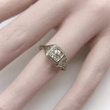 18K White Gold Art Deco Old European Cut Diamond Engagement Ring Kirsten's Corner 