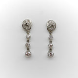 Edwardian Platinum and Old European Cut Diamond Dangle Earrings Kirsten's Corner 