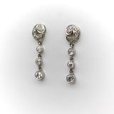 Edwardian Platinum and Old European Cut Diamond Dangle Earrings Kirsten's Corner 