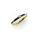 18K Gold Blue and Turquoise Enameled Ring with Diamond Accent ring Kirsten's Corner 