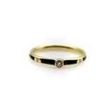 18K Gold Black and Pink Enameled Ring with Diamond Accent ring Kirsten's Corner 