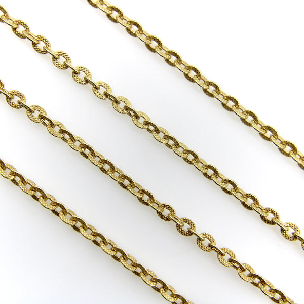 14K Gold Vintage Italian Textured Link Chain Kirsten's Corner 