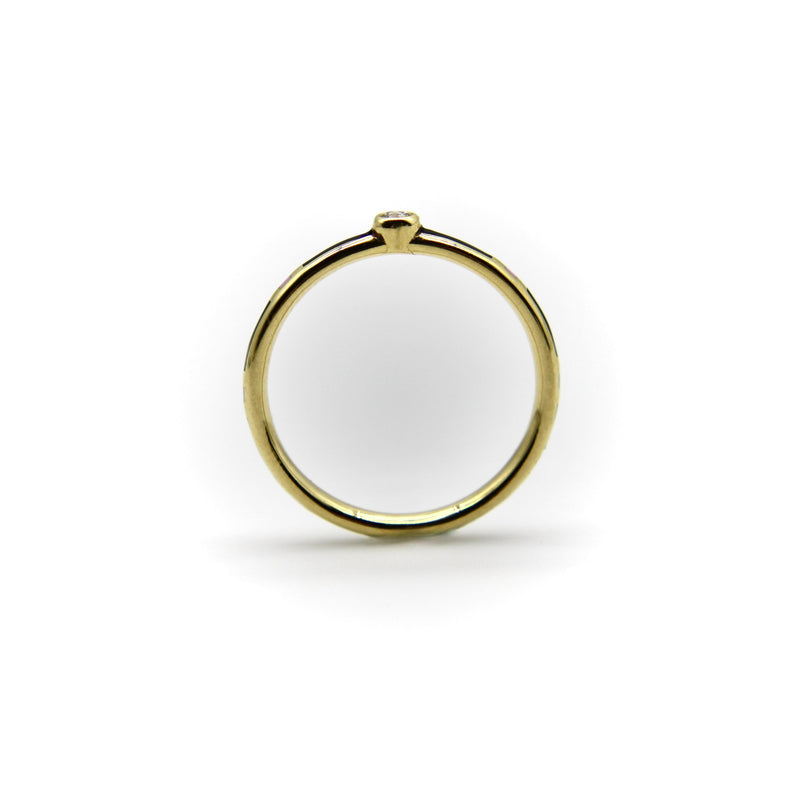 18K Gold Black and Pink Enameled Ring with Diamond Accent ring Kirsten's Corner 