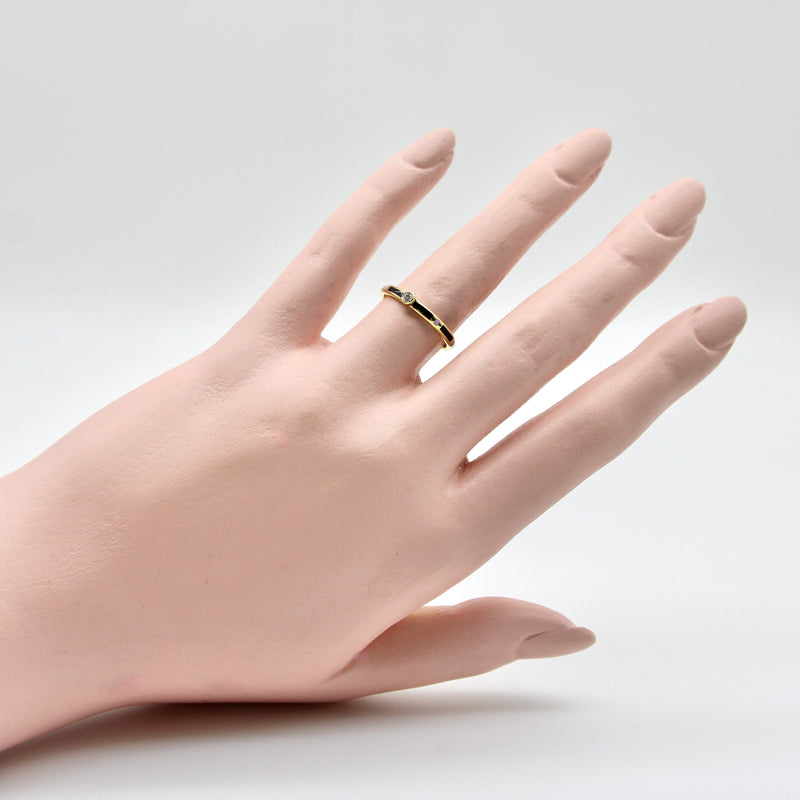 18K Gold Black and Pink Enameled Ring with Diamond Accent ring Kirsten's Corner 