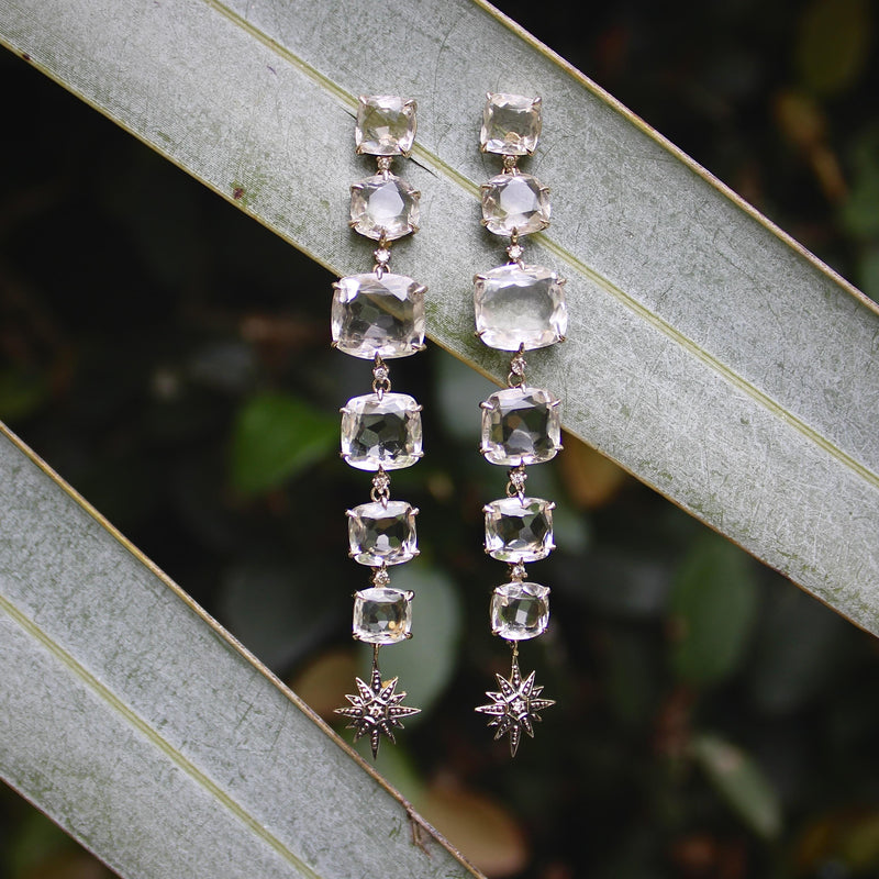 H. Stern 18K Gold Moonlight Quartz and Diamond Drop Earrings Earrings Kirsten's Corner 