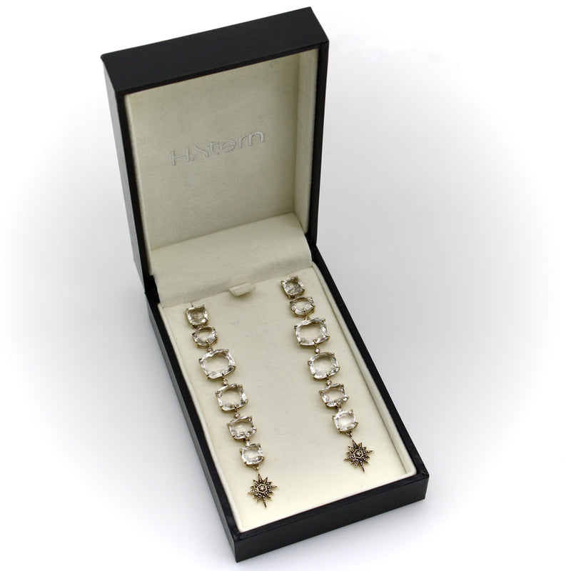 H. Stern 18K Gold Moonlight Quartz and Diamond Drop Earrings Earrings Kirsten's Corner 