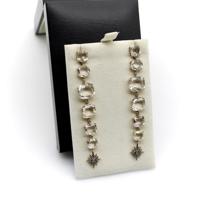 H. Stern 18K Gold Moonlight Quartz and Diamond Drop Earrings Earrings Kirsten's Corner 