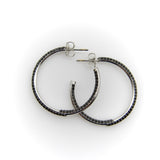 18K White Gold Black and White Diamond Hoop Earrings Kirsten's Corner 