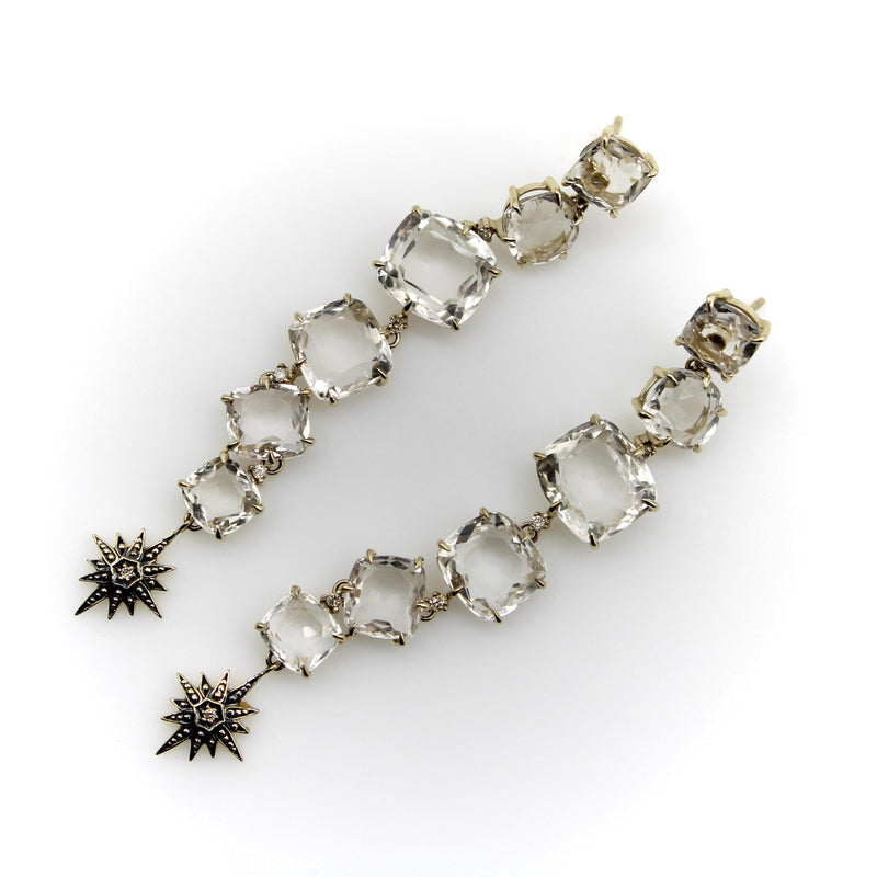 H. Stern 18K Gold Moonlight Quartz and Diamond Drop Earrings Earrings Kirsten's Corner 