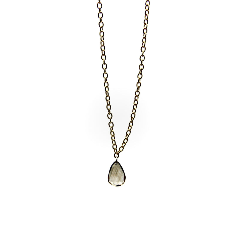 14K Gold Chocolate Dangling Pear-Shaped Diamond Drop Necklace Kirsten's Corner 