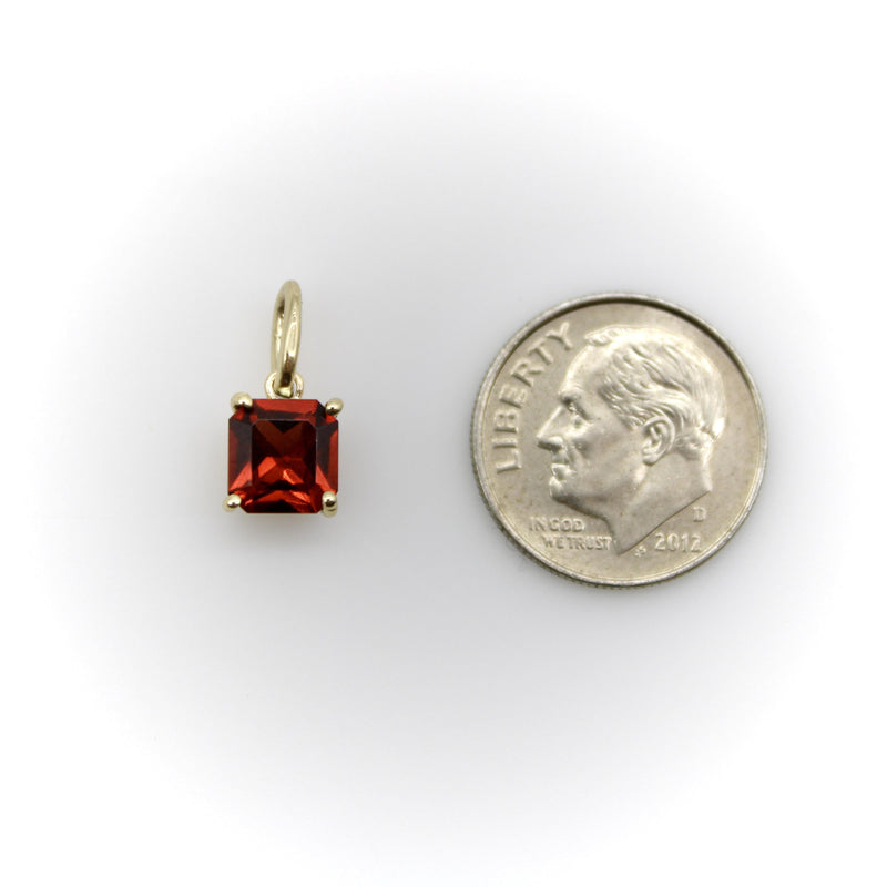14K Gold Emerald Cut Tanzanian Garnet Pendant Pendant, Charm Kirsten's Corner 