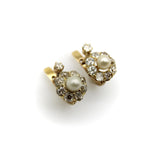 Victorian 14K Gold Diamond and Pearl Flower Dormeuse Earrings Kirsten's Corner 