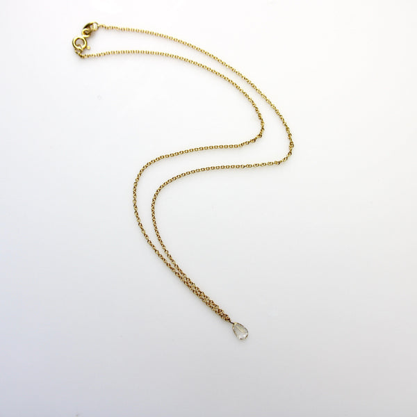 14K Gold Dangling Pear-Shaped Diamond Drop Necklace Necklace Kirsten's Corner 