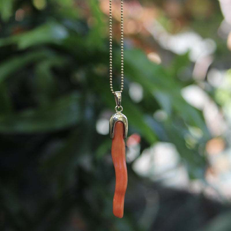 Signature 14K Gold Capped Coral Branch Pendant Pendant Kirsten's Corner 