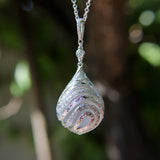 18K White Gold Diamond Drop Rock Crystal Necklace w/ Hand Engraved Cage Setting Kirsten's Corner 